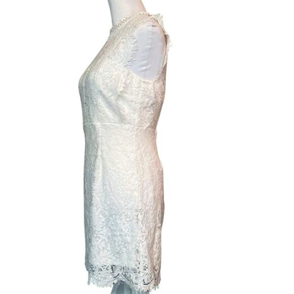 Blu Pepper Mock Neck White Lace Sheath Dress Large Coquette Bridal Boho Chic - Picture 6 of 12